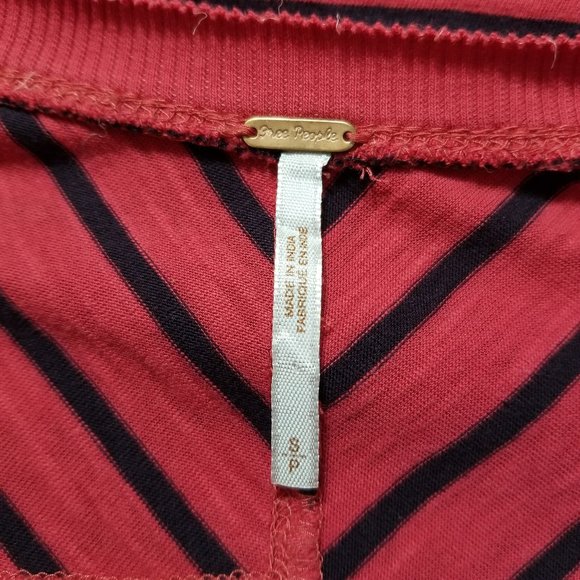 Free People top Small Hard Candy Stripe Cuff beaded crochet inset cuff raw hems - Picture 12 of 14